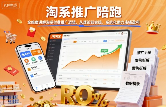 淘系推广陪跑,全维度讲解淘系付费推广逻辑,从理论到实操,系统化助力店铺盈利-数智网创
