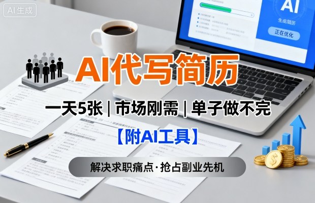 AI代写简历，一天5张，今年找工作难，市场刚需，单子做不完【附AI工具】-数智网创