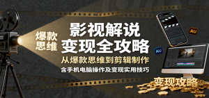 影视解说变现全攻略:从爆款思维到剪辑制作,含手机电脑操作及变现实用技巧-数智网创
