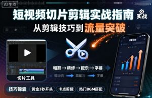 短视频切片剪辑实战指南，从剪辑技巧到流量突破-数智网创