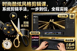 时尚酷炫风格剪辑课,系统剪辑手法,一步到位,全程实操-数智网创