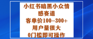 小红书暗黑小众情感赛道，客单价100-300+用户量很大，0门槛即可操作-数智网创