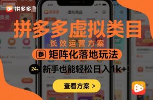 拼多多虚拟类目长效运营方案:矩阵化落地玩法,新手也能轻松日入1k+-数智网创