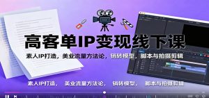 高客单IP变现线下大课:素人IP打造,美业流量方法论,销转模型,脚本与拍摄剪辑-数智网创