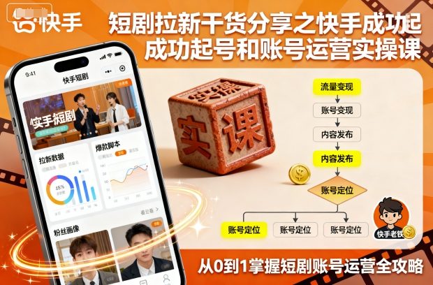 短剧拉新干货分享之快手成功起号和账号运营实操课-数智网创