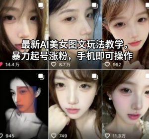最新AI美女图文玩法教学，暴力起号涨粉，手机即可操作-数智网创