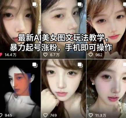 最新AI美女图文玩法教学，暴力起号涨粉，手机即可操作-数智网创