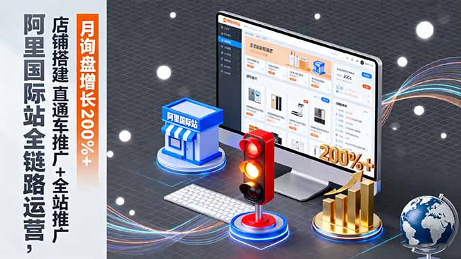 阿里国际站全链路运营,店铺搭建+直通车推广+全站推广,月询盘增长200%+-数智网创