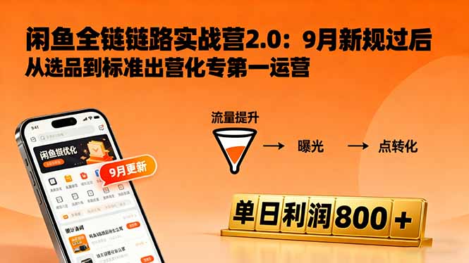 闲鱼变现课3.0：掌握链接优化、流量提升、商业变现，单日利润800+-数智网创