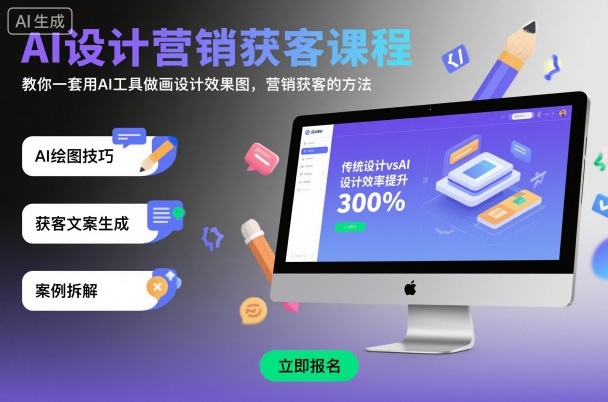 AI设计营销获客课程，教你一套用AI工具做画设计效果图，营销获客的方法-数智网创