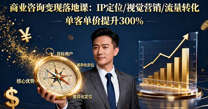 商业咨询变现落地课：IP定位/视觉营销/流量转化，单客单价提升300%-数智网创