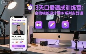 3天口播速成训练营，会搞钱的设计师IP系列实战课-数智网创