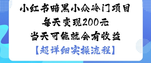 小红书暗黑小众冷门项目每天变现2张当天可能就会有收益-数智网创