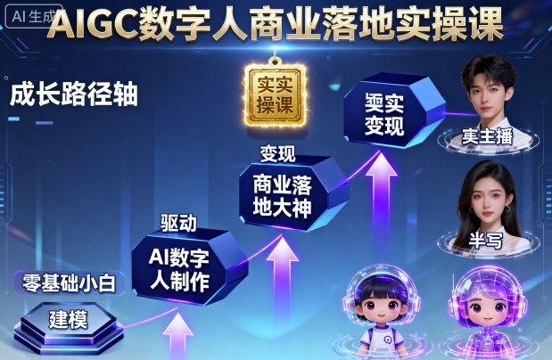 AIGC数字人商业落地实操课,从零基础小白到AI数字人大神-数智网创