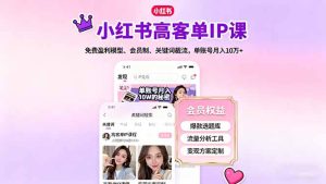 小红书高客单IP课,免费盈利模型、会员制、关键词截流,单账号月入10万+-数智网创