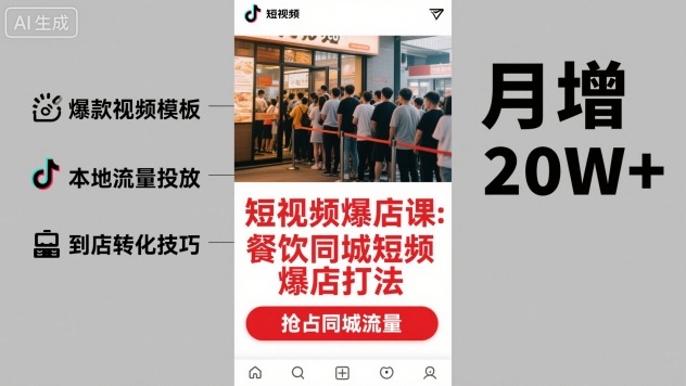 短视频爆店课，餐饮同城短视频爆店打法-数智网创
