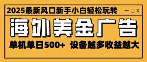 2025最新风口 海外美金广告 单机单日500+ 可无限放大 设备越多收益越大 轻松上手-数智网创