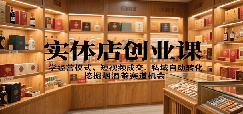 实体店创业课：学经营模式、短视频成交、私域自动转化，挖掘烟酒茶赛道机会-数智网创