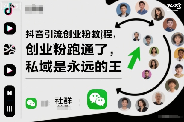 抖音引流创业粉教程，创业粉终于跑通了，私域是永远的王-数智网创