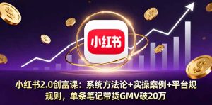 小红书2.0创富课:系统方法论+实操案例+平台规则,单条笔记带货GMV破20万-数智网创