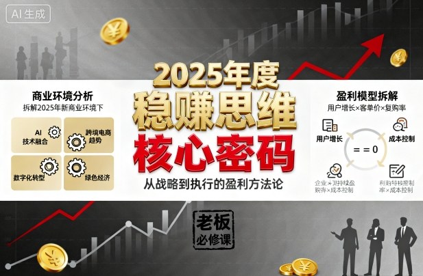 2025年度稳賺思维老板创业营，拆解2025年新商业环境下，企业实现持续盈利的核心密码-数智网创