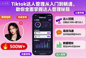 Tiktok达人管理从入门到精通，助你全面掌握达人管理秘籍-数智网创