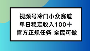 视频号小众赛道，单日稳定收入100+，适合所有人-数智网创