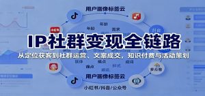 IP社群变现全链路，从定位获客到社群运营、文案成交，知识付费与活动策划-数智网创