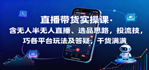 直播带货实操课：含无人半无人直播、选品思路，投流技巧，各平台玩法及答疑，干货满满-数智网创