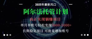 阿尔法托管计划 单账号月入3000-5000,长期稳定项目,新手小白轻松上手-数智网创