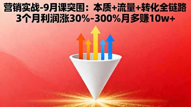 营销实战-9月突围课:本质+流量+转化全链路 3个月利润涨30%-300%月多赚10w+-数智网创
