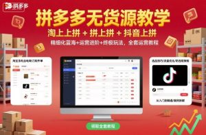 拼多多无货源教学，淘上拼+拼上拼+抖上拼，精细化蓝海+运营进阶+终极玩法，全套运营教程-数智网创