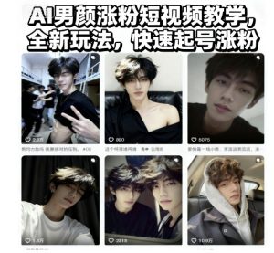 AI男颜涨粉短视频教学,全新玩法,快速起号涨粉-数智网创