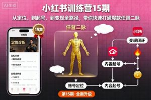 小红书训练营15期，从定位、到起号、到变现全路径，带你快速打通爆款任督二脉-数智网创