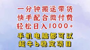 快手黑科技一分钟搬运带货，一刀不剪过原创，微付费投流玩法，轻松日入...-数智网创