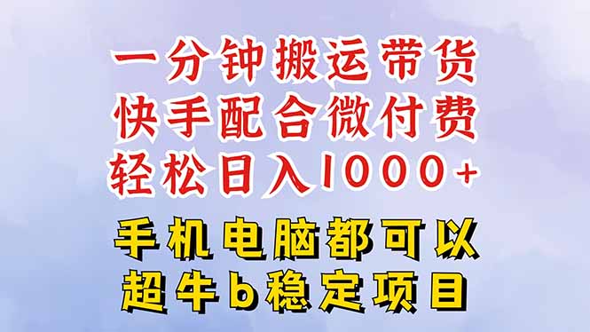 快手黑科技一分钟搬运带货，一刀不剪过原创，微付费投流玩法，轻松日入…-数智网创