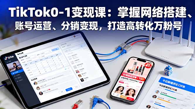 TikTok0-1变现课:掌握网络搭建、账号运营、分销变现,打造高转化万粉号-数智网创