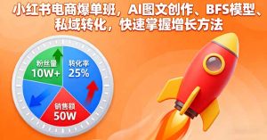 小红书电商爆单班，AI图文创作、BFS模型、私域转化，快速掌握增长方法-数智网创