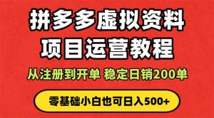 拼多多开店运营课程： 蓝海变现玩法，轻松实现睡后收入 零基础小白也可...-数智网创