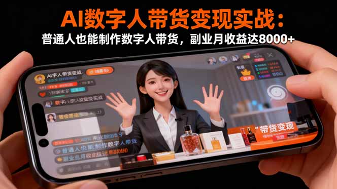 AI数字人带货变现实战：普通人也能制作数字人带货，副业月收益达8000+-数智网创