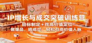 IP增长与成交突破训练营:目标制定+找高价值定位,做爆品、搞成交,轻松引高价值人脉-数智网创