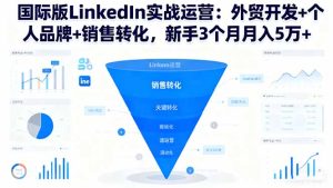 国际版LinkedIn实战运营：外贸开发+个人品牌+销售转化，新手3个月月入5万+-数智网创