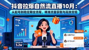 抖音拉爆自然流直播10月:从起号到稳定期全流程,精准流量获取与高效变现-数智网创