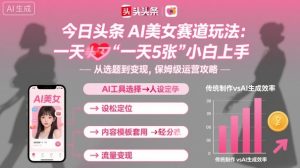 今日头条AI美女赛道玩法,一天轻松5张,小白轻松上手-数智网创