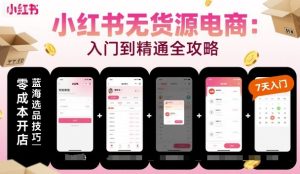 小红书无货源电商,入门到精通,开店+选品+笔记+剪辑+赛道+内容-数智网创