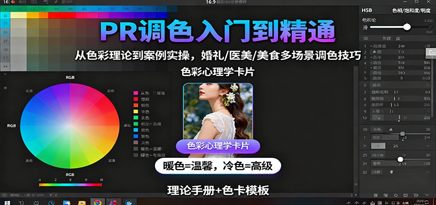 PR调色入门到精通:从色彩理论到案例实操,婚礼/医美/美食多场景调色技巧-数智网创