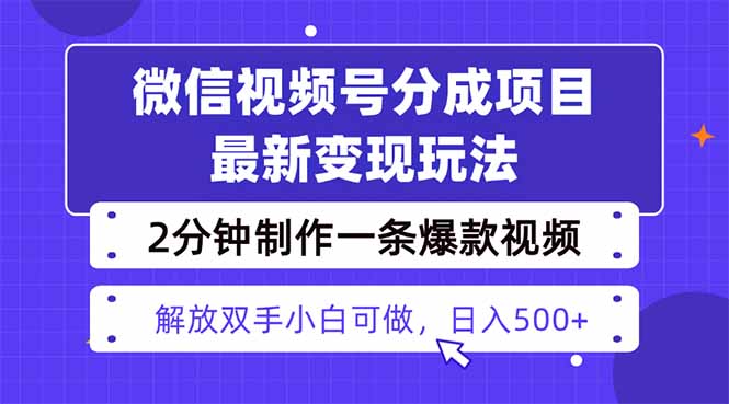 视频号分成最新玩法,两天暴力起号变现1500+,爆款视频制作只需要2分钟…-数智网创