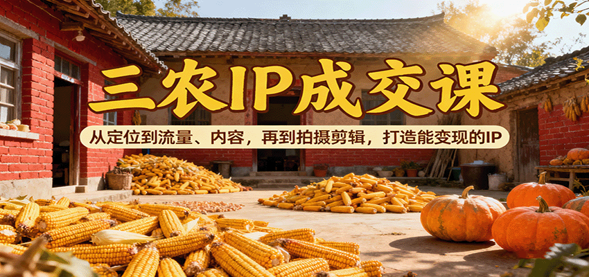 三农IP成交课:从定位到流量、内容,再到拍摄剪辑,打造能变现的IP-数智网创