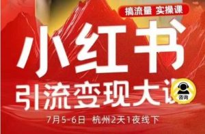 小红书引流变现7月线下大课，一次性讲透小红书笔记、矩阵、投放、引流、转化的全流程SOP-数智网创