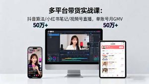 多平台带货实战课18.0：抖音算法/小红书笔记/视频号直播，单账号月GMV50w+-数智网创